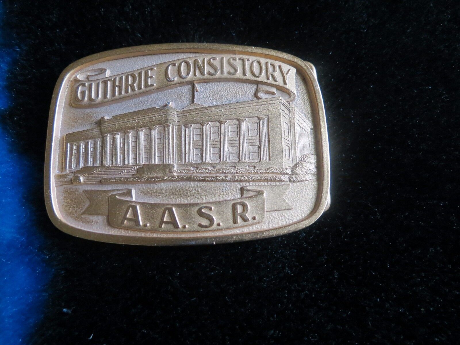 Guthrie consistory A.A.S.R. belt buckle gold tone