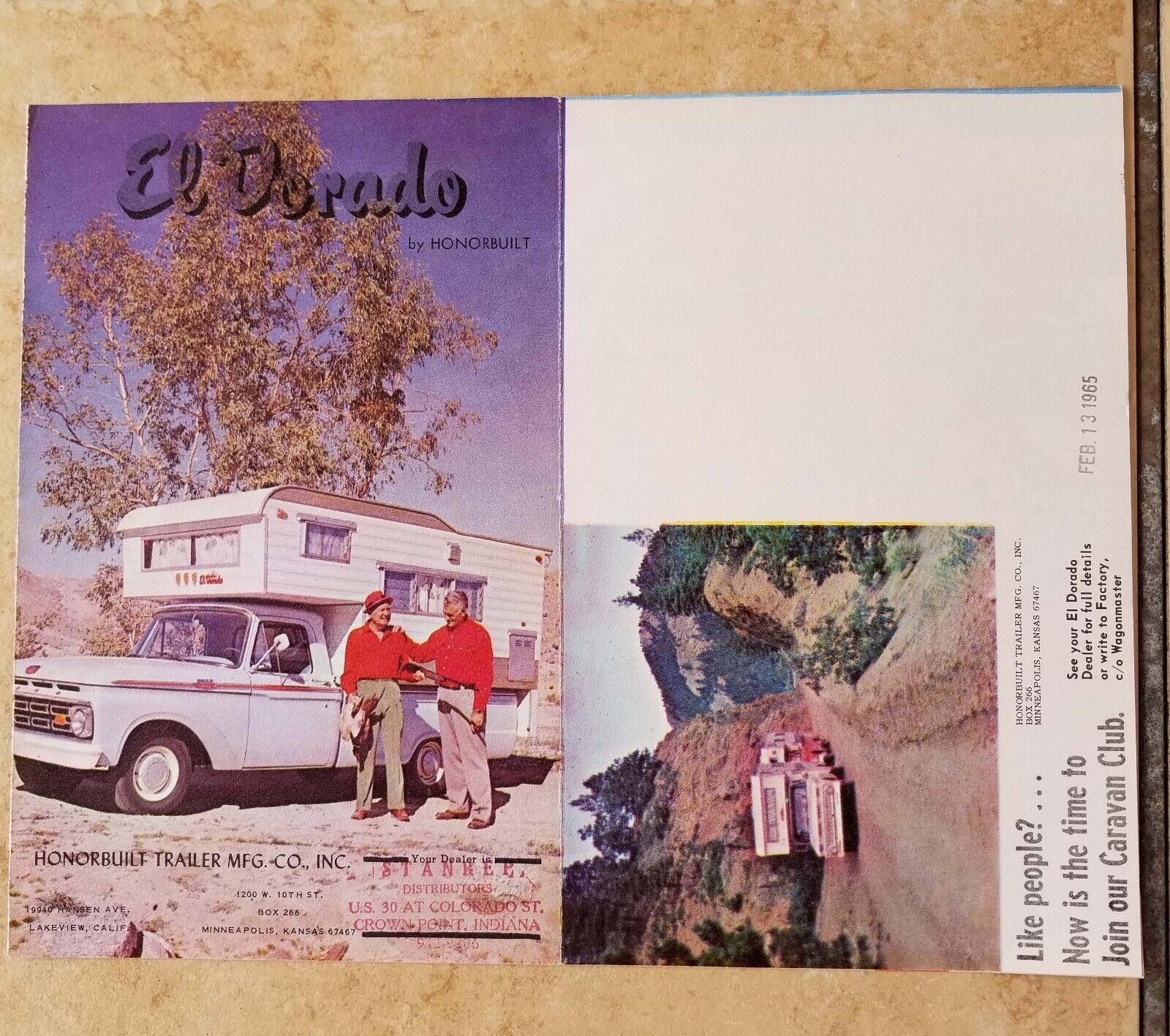Vintage Camper Brochure: El Dorado by Honorbuilt 1965 Truck Camper