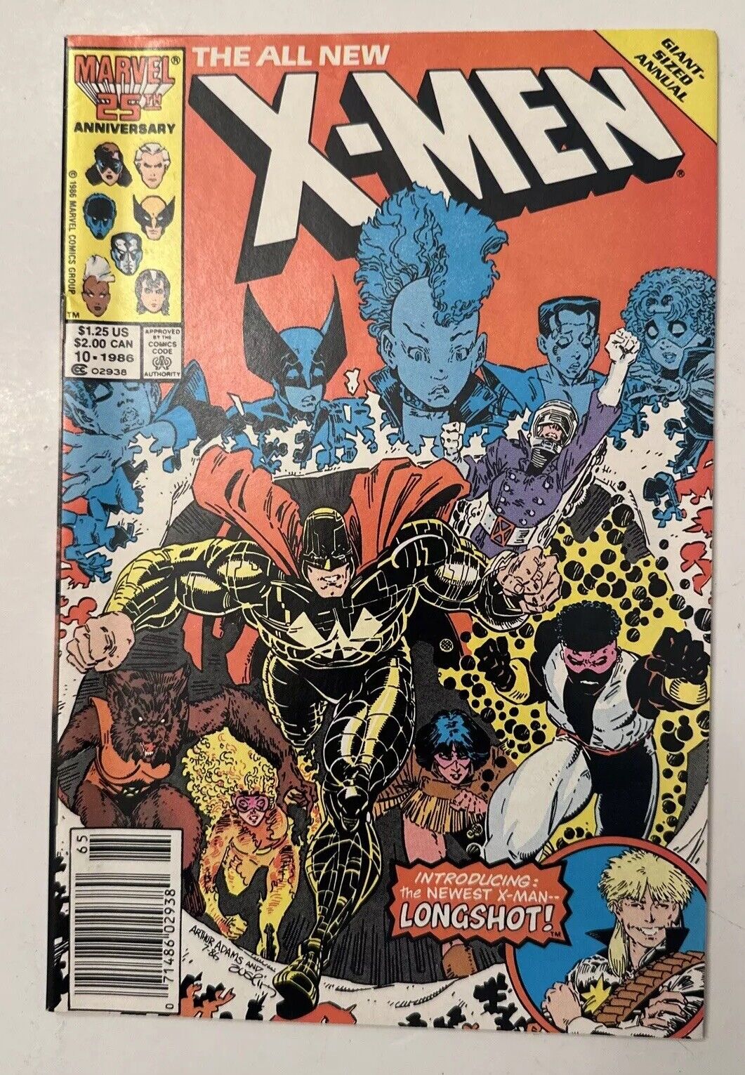 X-MEN ANNUAL #10 ARTHUR ADAMS COVER SCARCE NEWSTAND EDITION 1986 LONGSHOT Intro