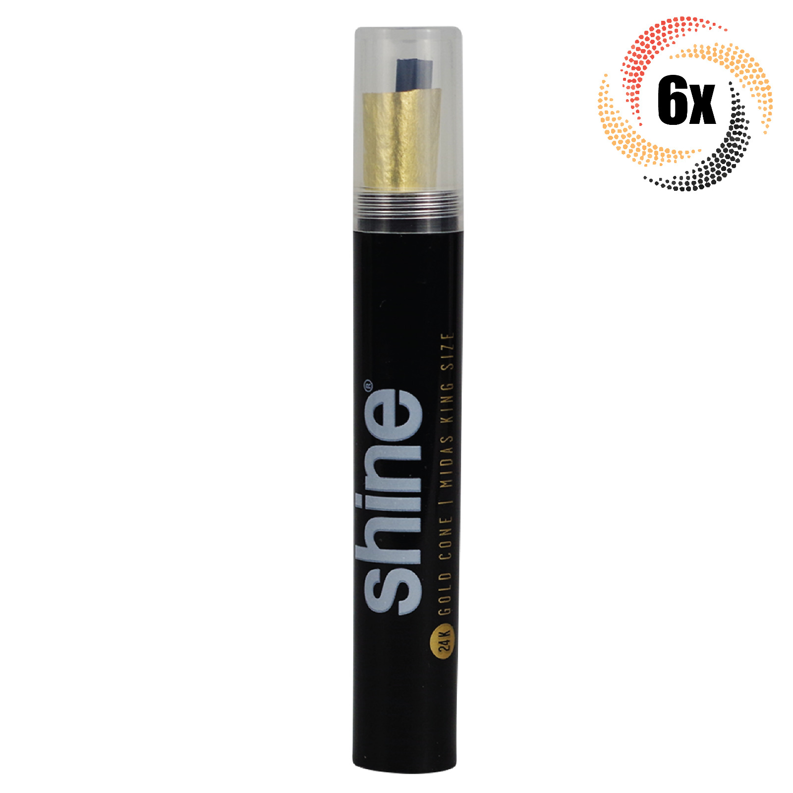 6x Tubes Shine 24k Gold King Size Rolling Cones | 1 Cone Each | + 2 Free Tubes
