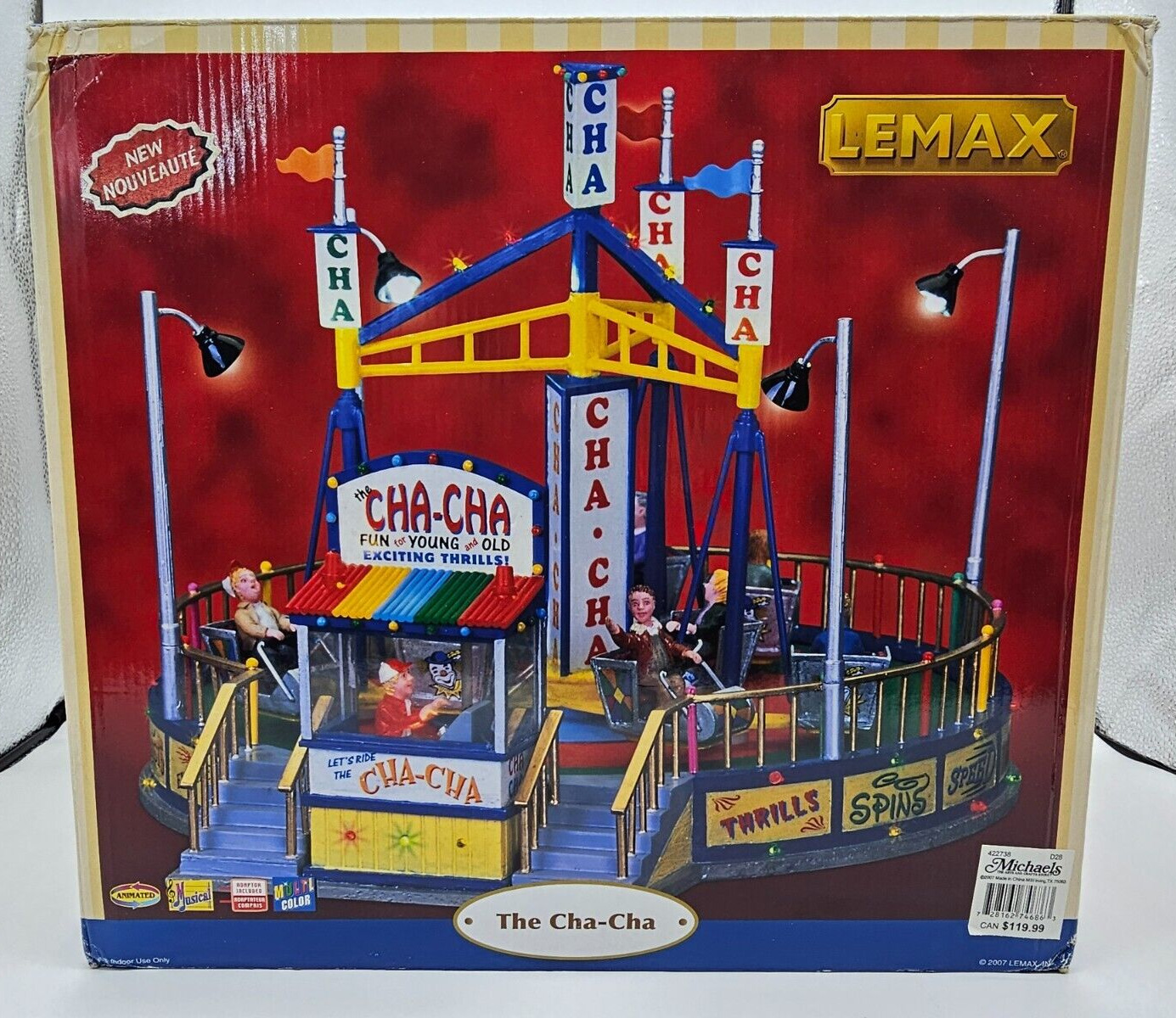 Lemax The Cha-Cha Carnival Ride 2007 Lights Sound Motion Works Retired w Box