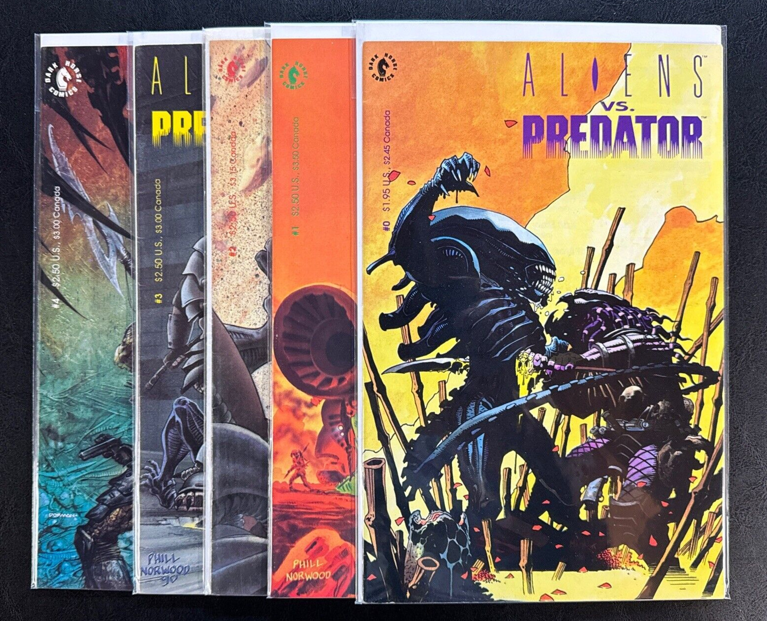 Aliens vs Predator #0-4 Dark Horse 1990 Lot of 5 Comics Complete Set