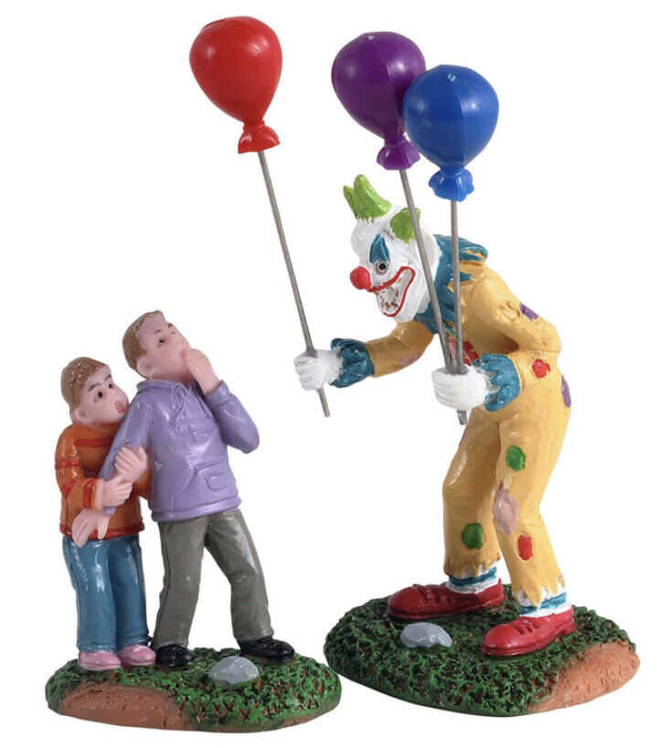 Lemax Spooky Town Creepy  Balloon Seller Set Of 2 -Halloween Village Carnival