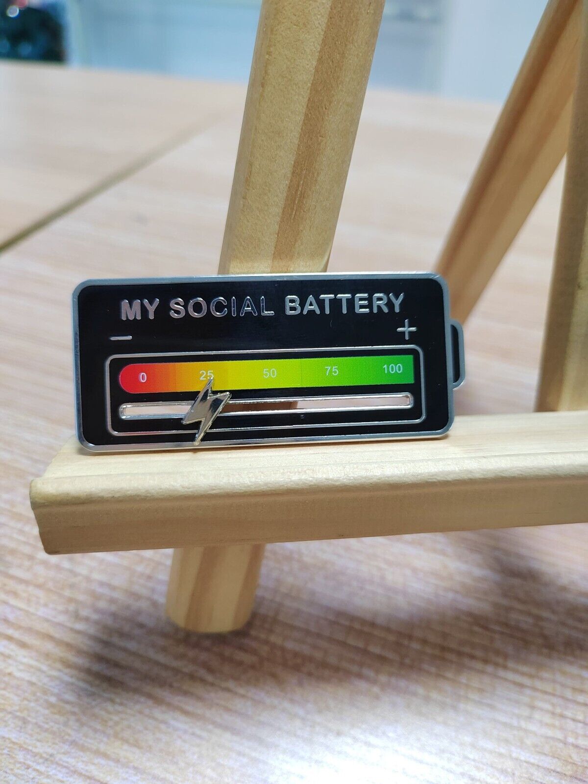My Social Battery pin. Interactive my social battery slider.