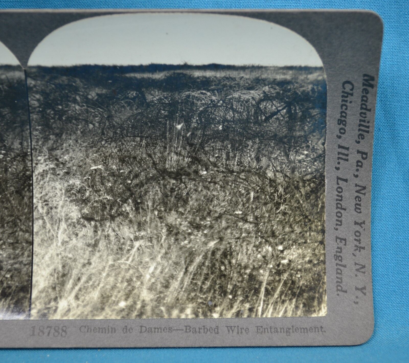 WW1 Stereoview Photo Chemin Des Dames Barbed Wire Entanglement France Keystone