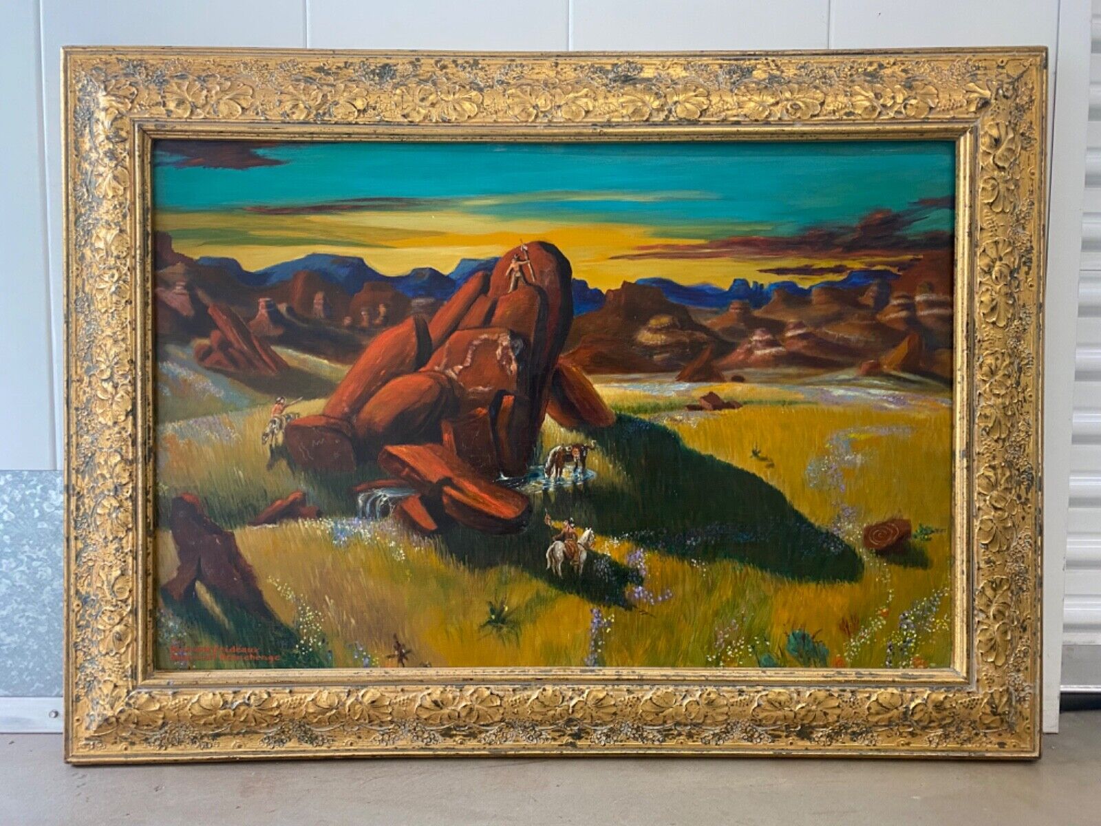 🔥 Fine Southwest Native American Impressionist Landscape Oil Painting, Frideaux