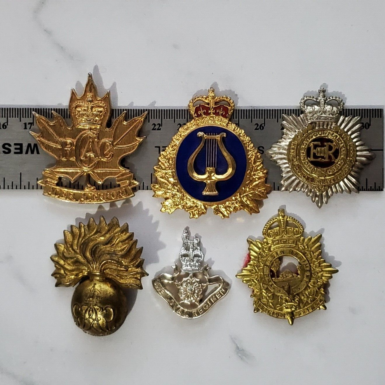 Canadian Badge No Lug/Slider 6 Lot Music RCAC Grenadier Guards Elgin Regiment