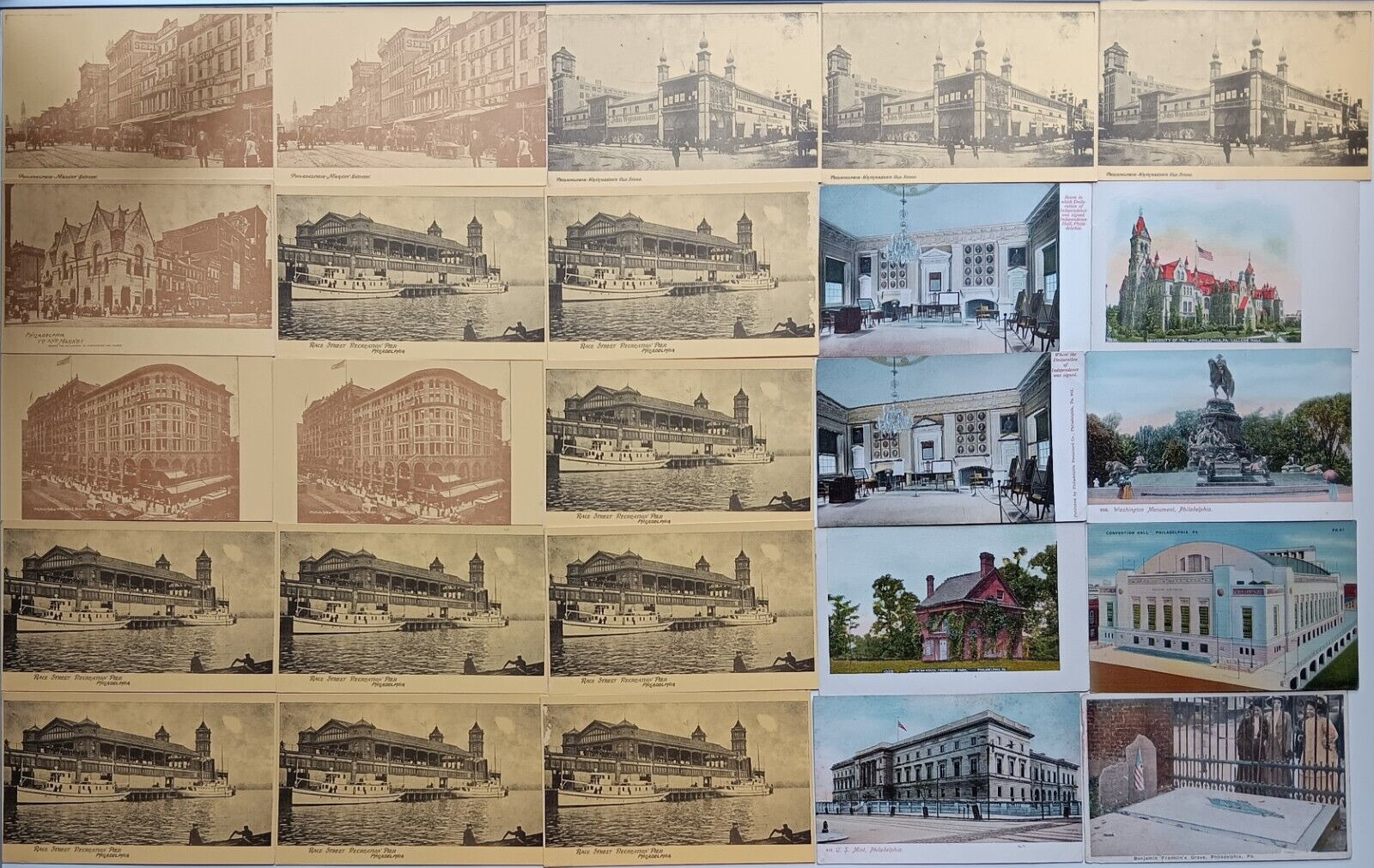 25 Antique Vintage Philadelphia Postcards: Independence Hall, US Mint etc Lot 15