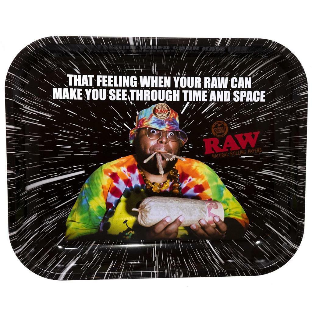 RAW OOPS Cigarette Tobacco Metal LARGE Rolling Tray 14x11 OOPS - TIME AND SPACE
