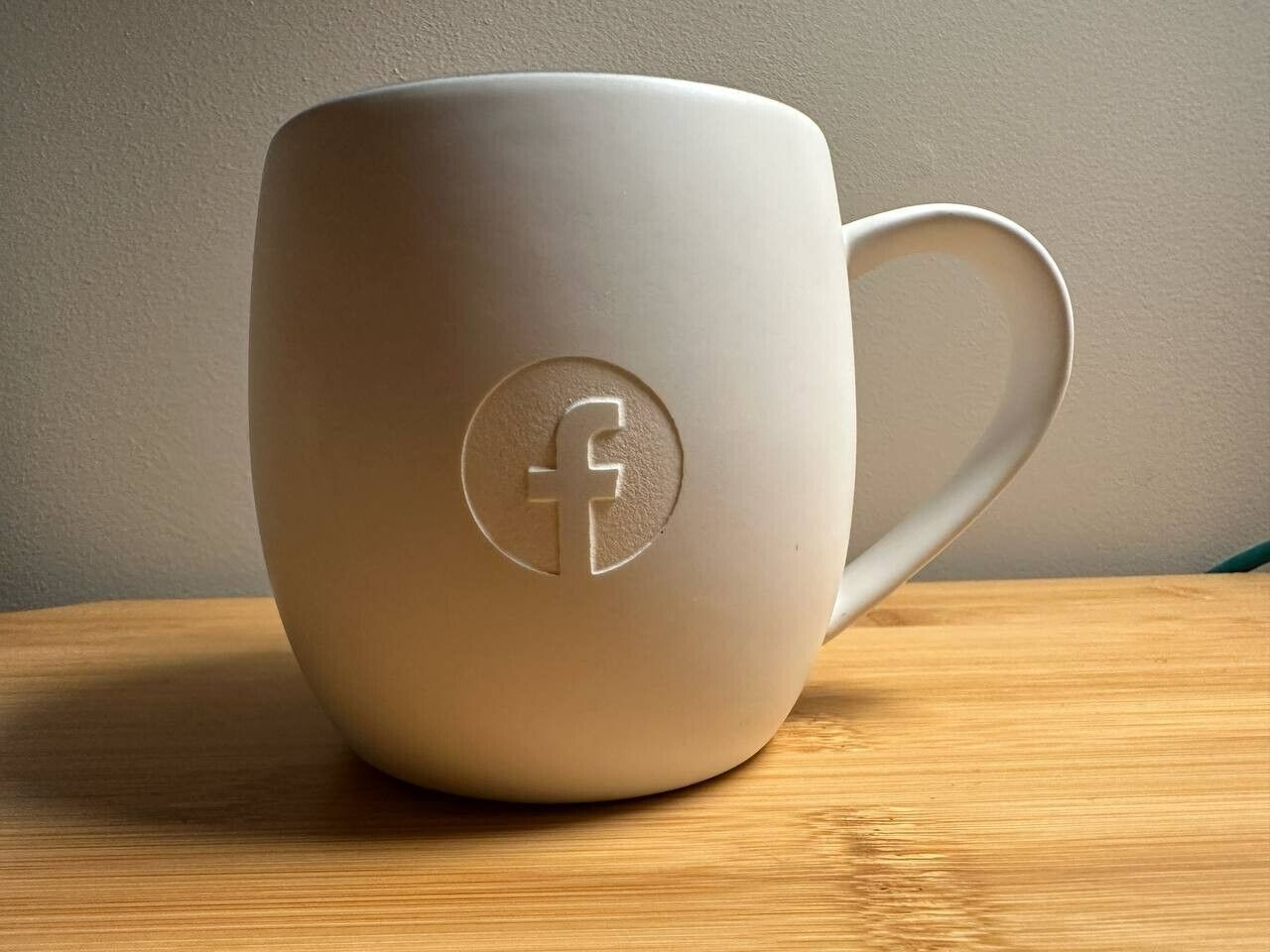 Logo Facebook Cream White Matte Finish Blue Interior Ceramic Mug