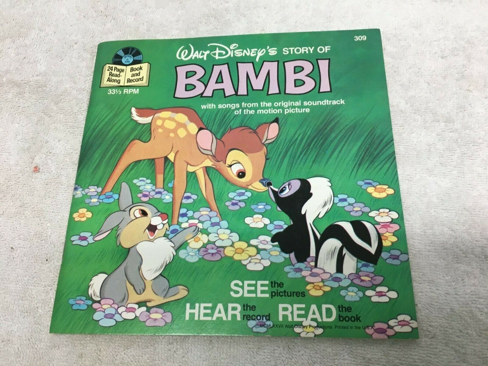 Walt Disney 1978 Bambi  33 Speed See Hear Read Book and Record 