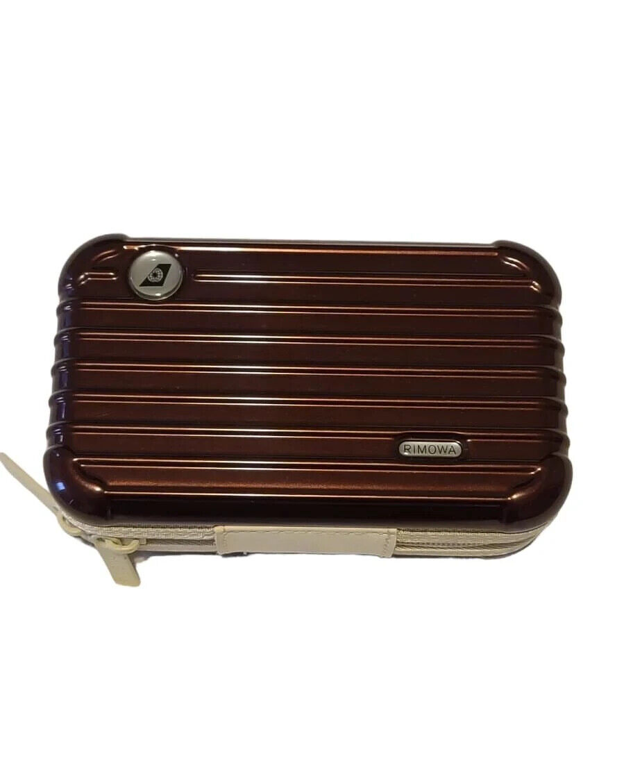 RIMOWA EVA AIR Burgundy Brown Travel Case Amenity Toiletry Kit Bag Pouch Zipper