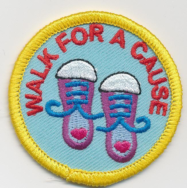 Girl Boy Cub WALK FOR A CAUSE Fun Patches Crests Badges SCOUT GUIDE race cancer