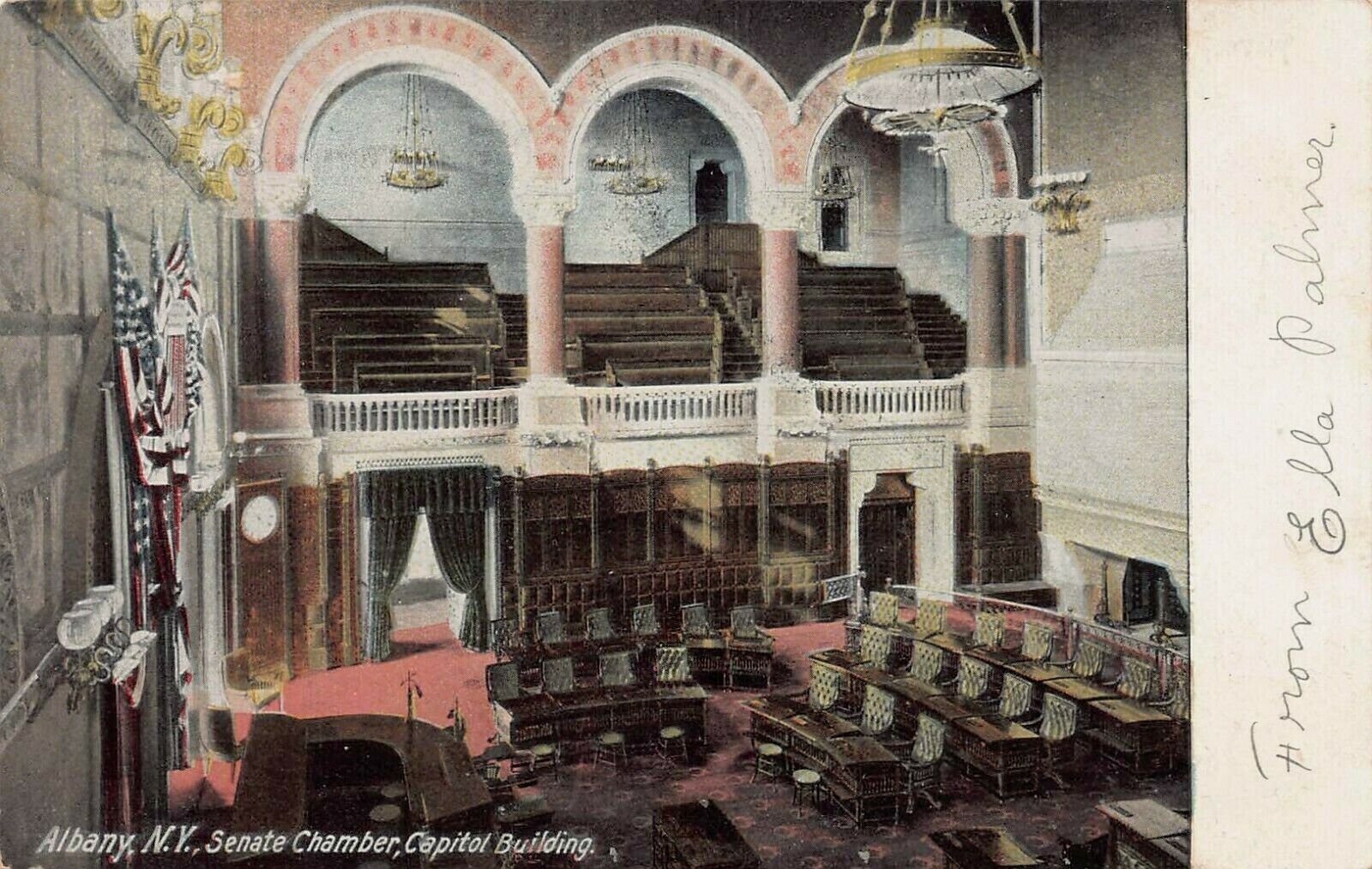 Senate Chamber, Capitol Building, Albany, N.Y., Very Early Postcard, Used 