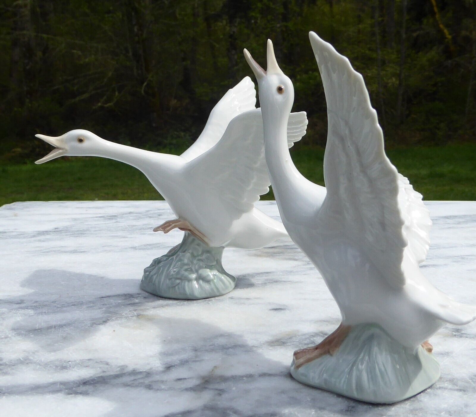 Duck Pair Flying Duck and Duck Jumping Porcelain Lladro Spain Lladro geese
