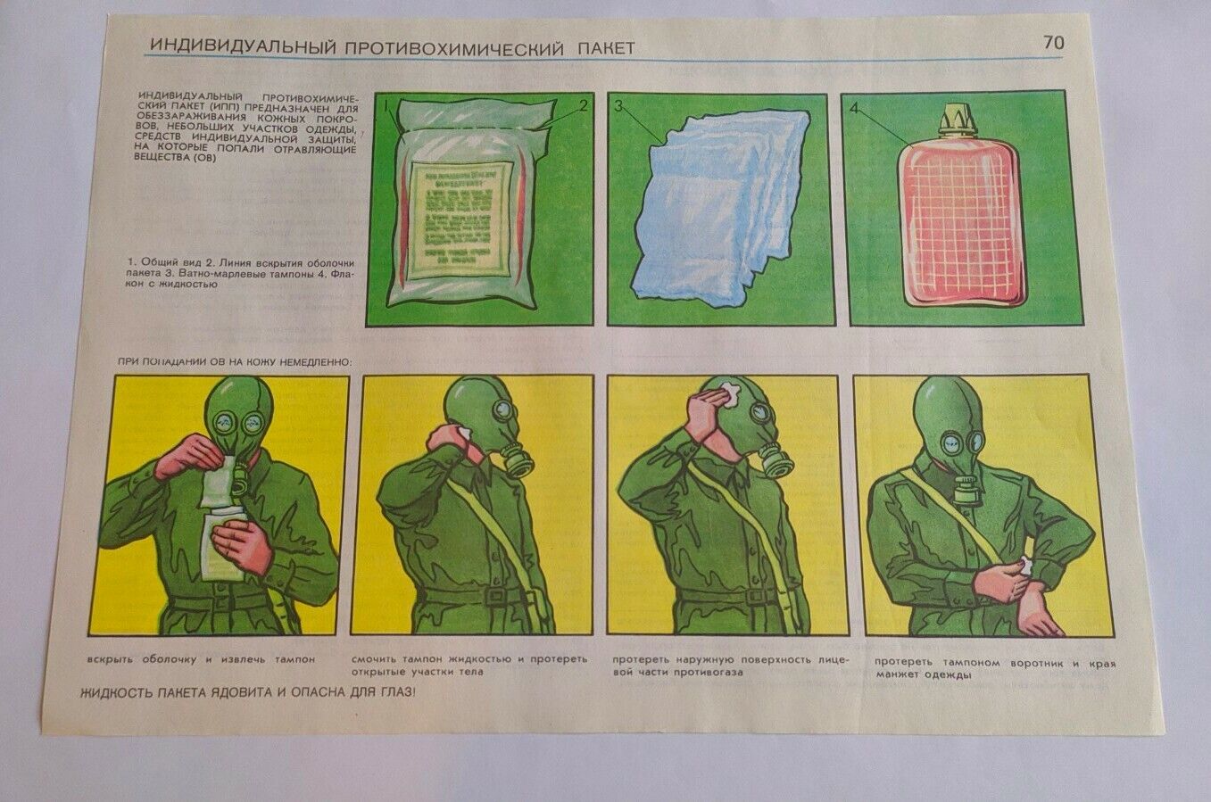 Military Poster Chernobyl Radiation ORIGINAL Nuclear Soviet USSR gas mask №70
