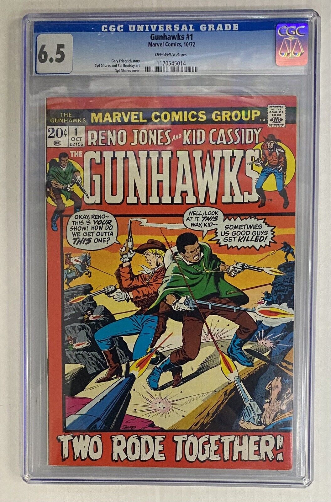 The Gunhawks #1 (Marvel 1972) CGC 6.5 Reno Jones & Kid Cassidy Comic Off-White