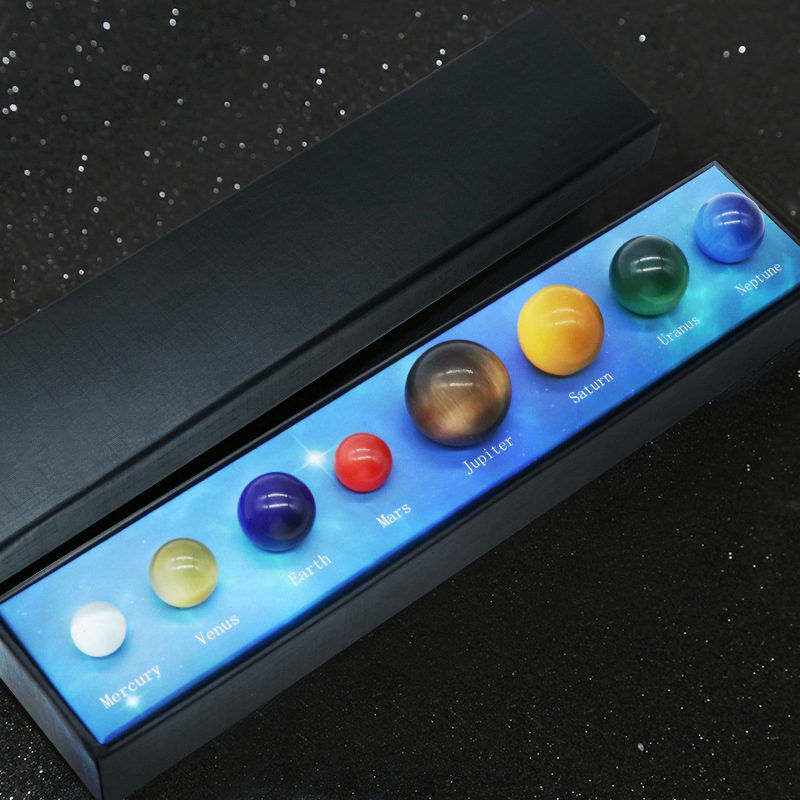 2Sets Universe Eight Planets Natural Opal Quartz Crystal Ball Rock Specimen Gift