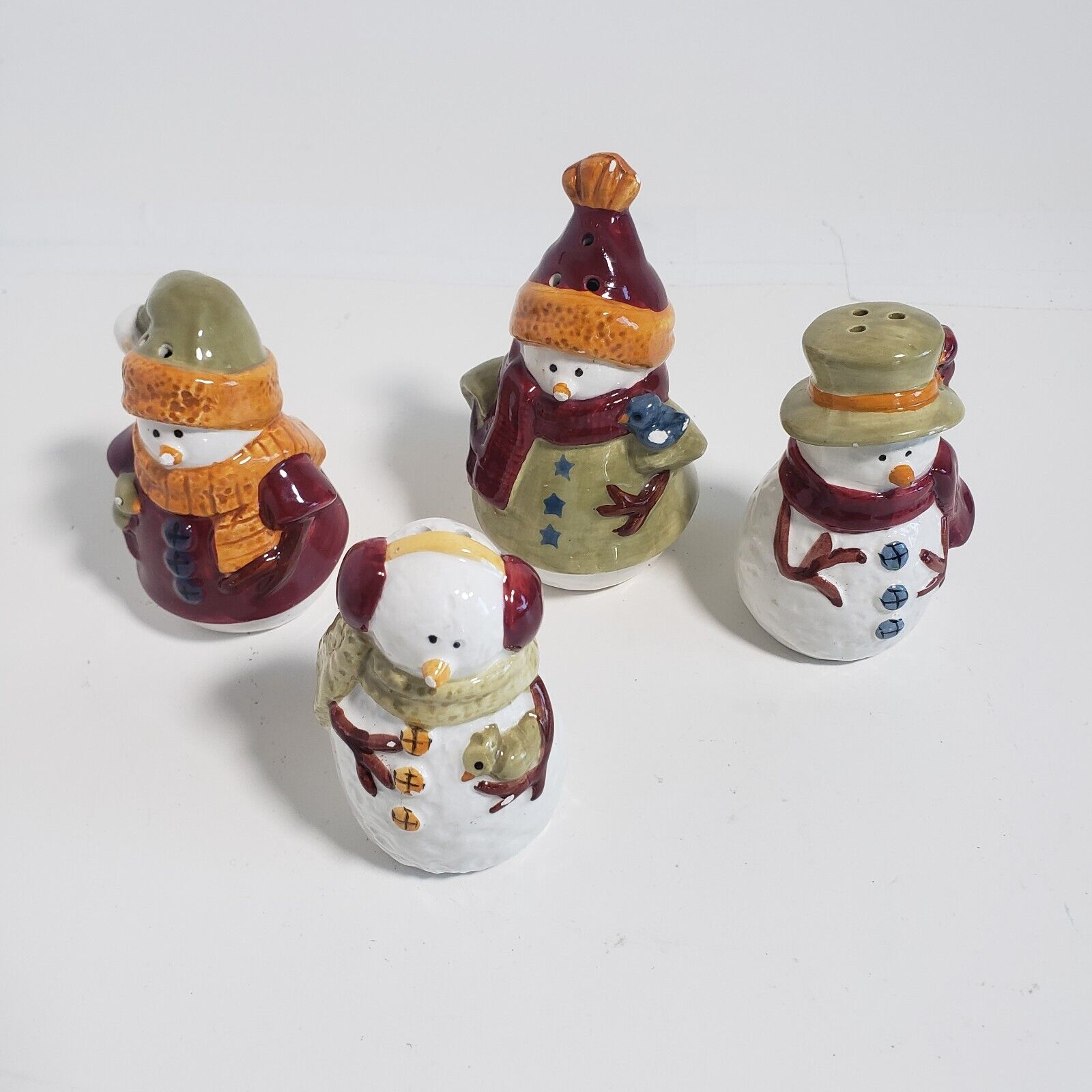 Lot of 4 Winter Snowman Salt n Pepper Shakers Ceramic 3\