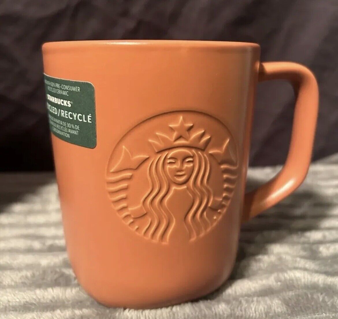 NWT Starbucks 2024 Orange Recycled Ceramic Triangle Sustainable Mug NEW