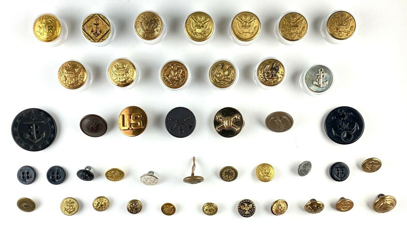 Antique Brass / Other Materials U.S. Military Buttons - Lot of 41