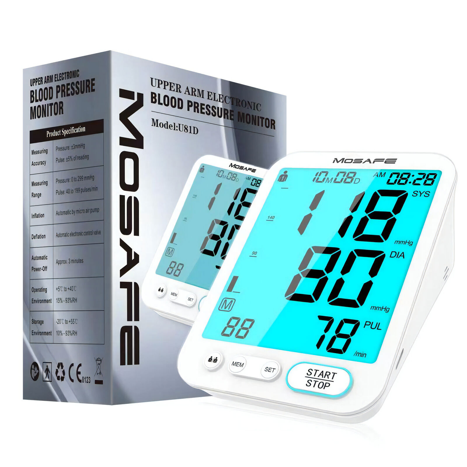  Digital Blood Pressure Monitor Automatic Arm BP Cuff Pulse Heart Rate Machine