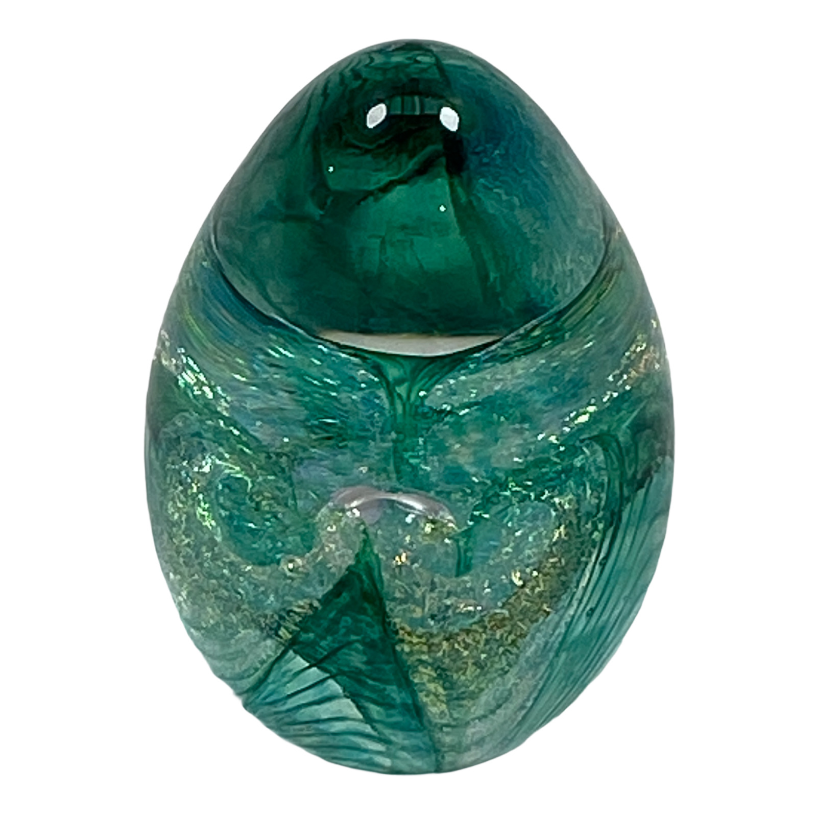 Vintage Glass Egg by GES For Display Colored Design Attributed To Canthenis