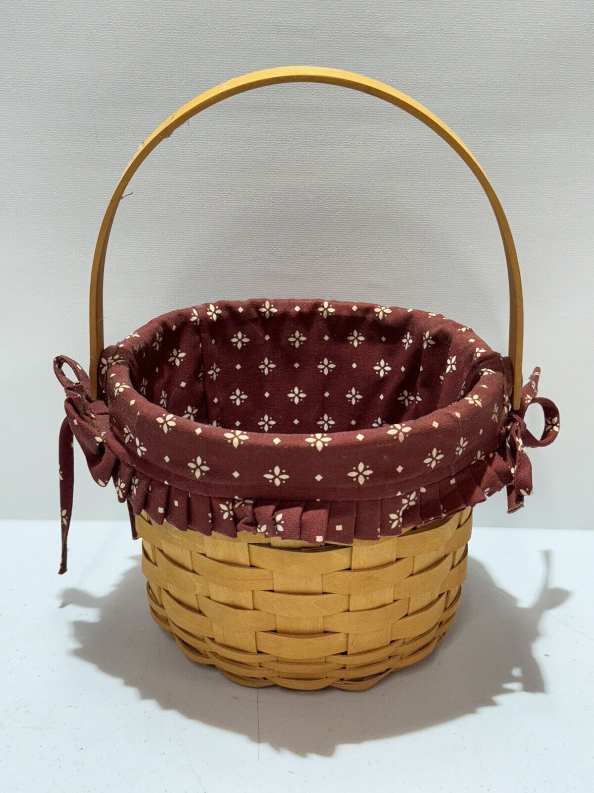 Longaberger 1998 Fruit Basket with fabric Liner handle Vintage