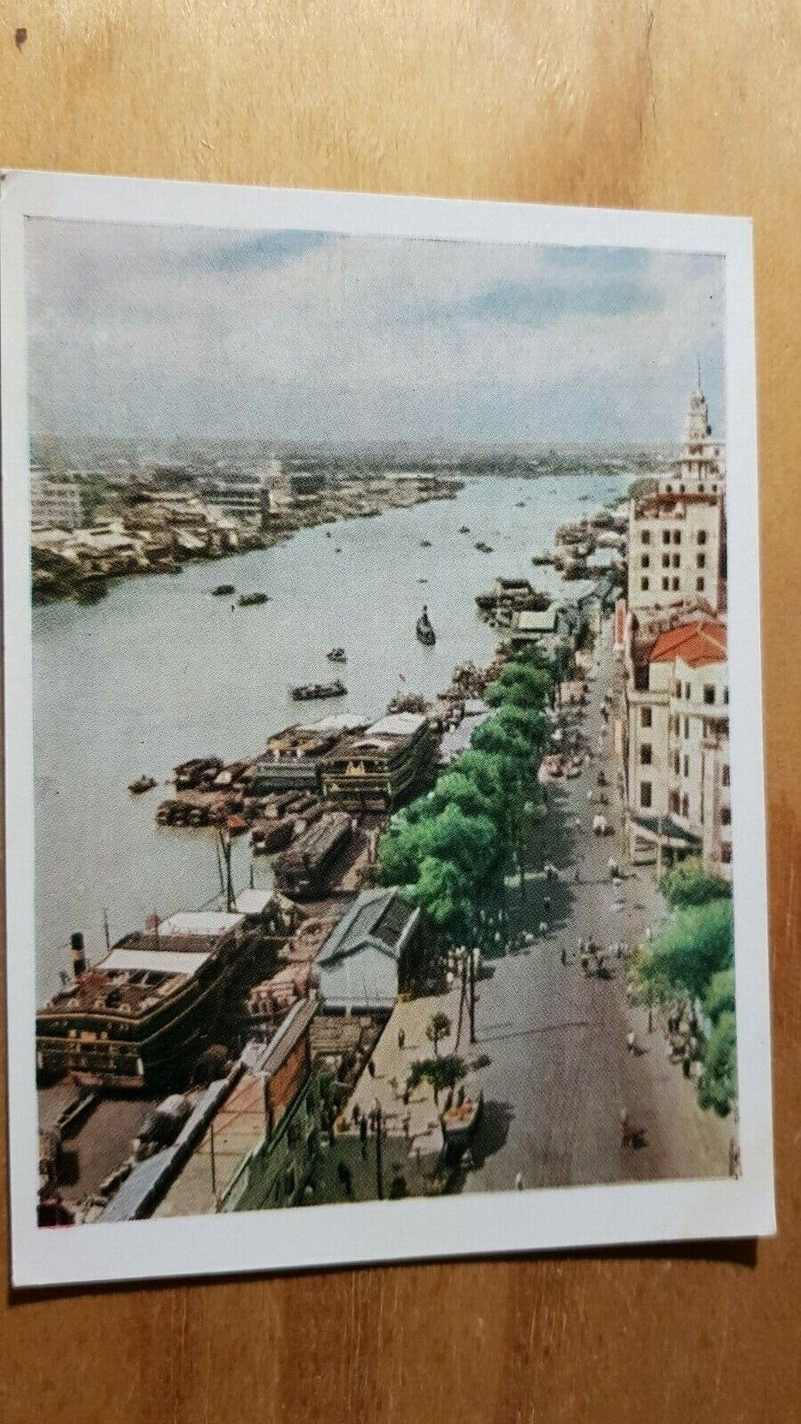 Soviet Postcard People\'s Republic of China Canton River embankment Zhujiang 1957