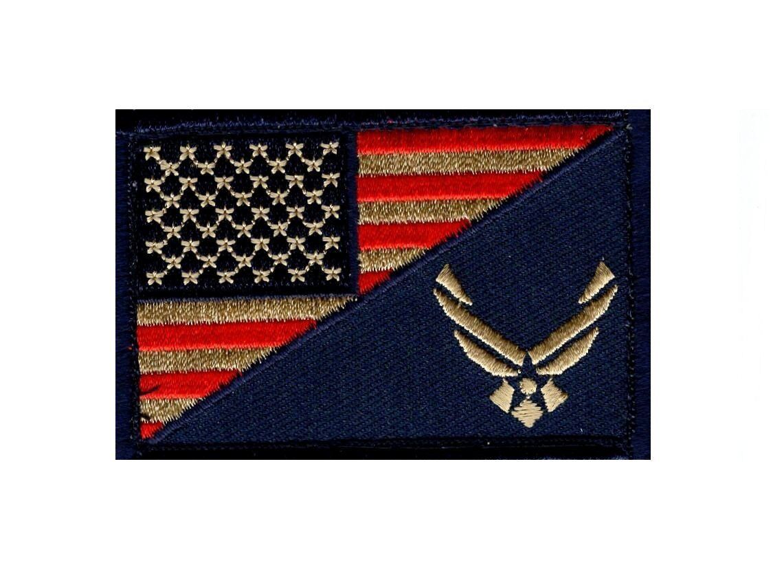 Air Force USA Flag 3 X 2 Subdued USAF Military Hook Patch (AF07)
