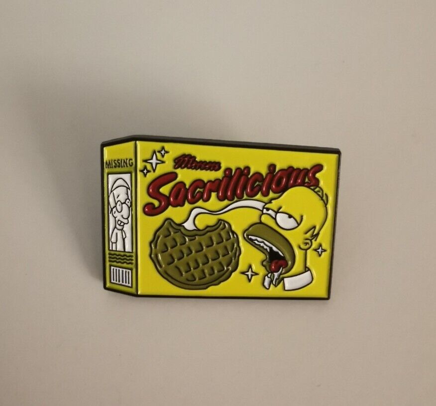 The Simpsons Pin Badge Homer  Mmm Sacrilicious Waffle Enamel 90s Cartoon Gift 