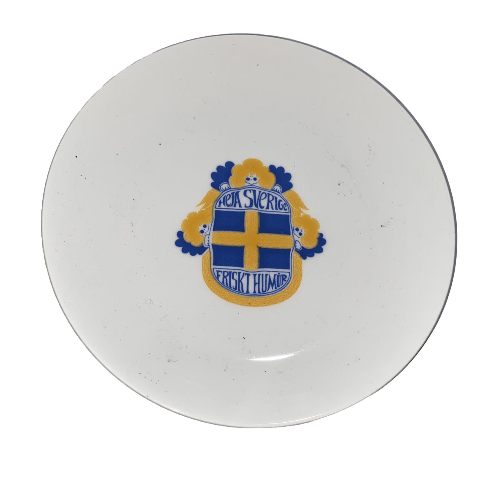 VTG 1960’s Heja Svergie Friskt Humor 8.5” Plate Sweden Scandinavian Ceramic