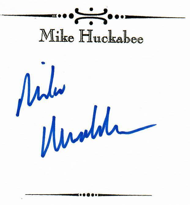 “44th Arkansas Governor” Mike Huckabee Hand Signed 4X6 Card COA