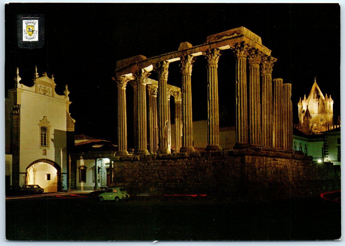 Ruins of the Roman Temple in Honour of Diana at Night, Evora, Portugal