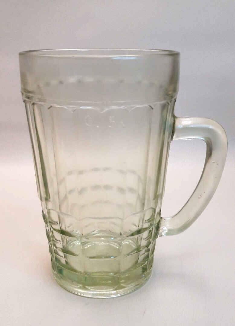 Rare Soviet Livani Glass Beer Mug LSF / Latvia / USSR 1960/70s Green Color