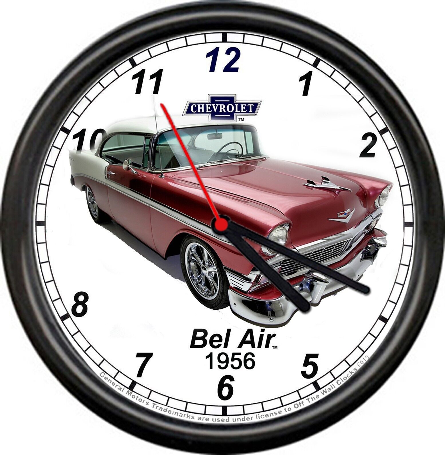 Licensed 1956 Chevy Bel Air Muscle Car General Motors Retro Sign Wall Clock