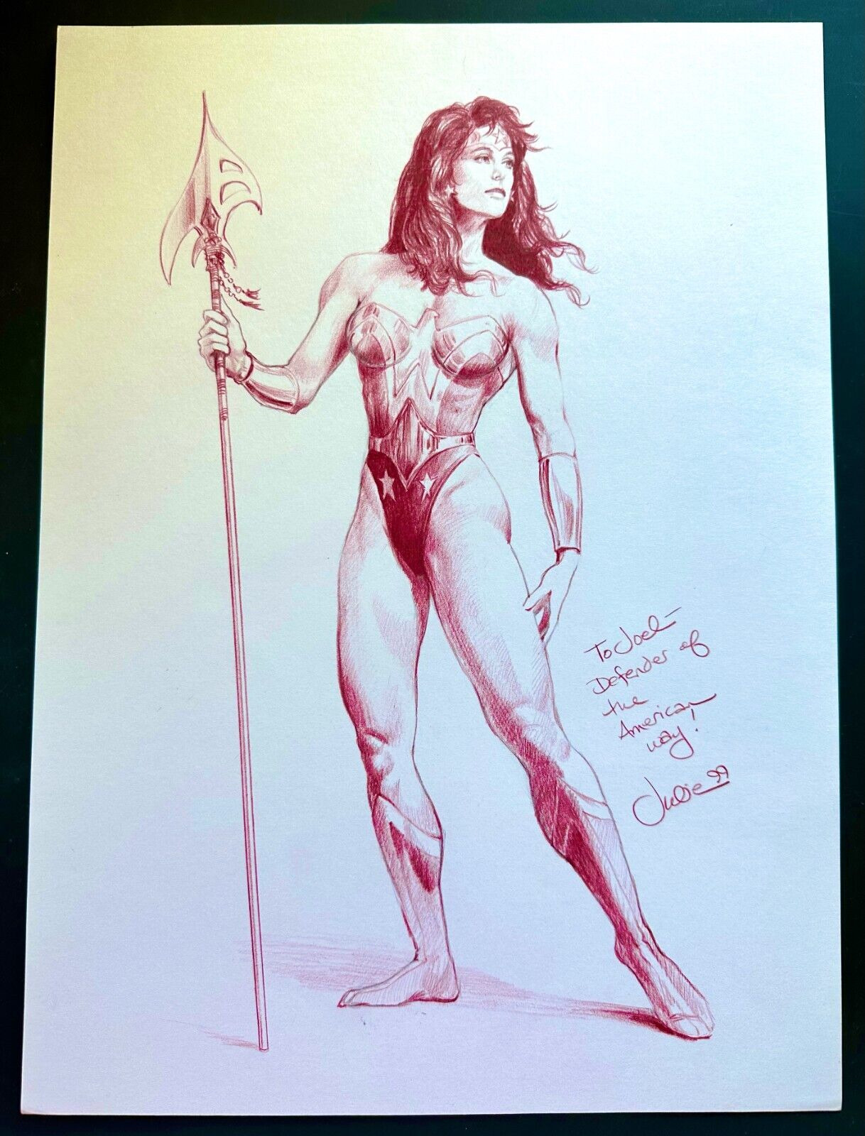 Ultra Rare Signed Julie Bell Wonder Woman Pencil Commission 11X15 1999