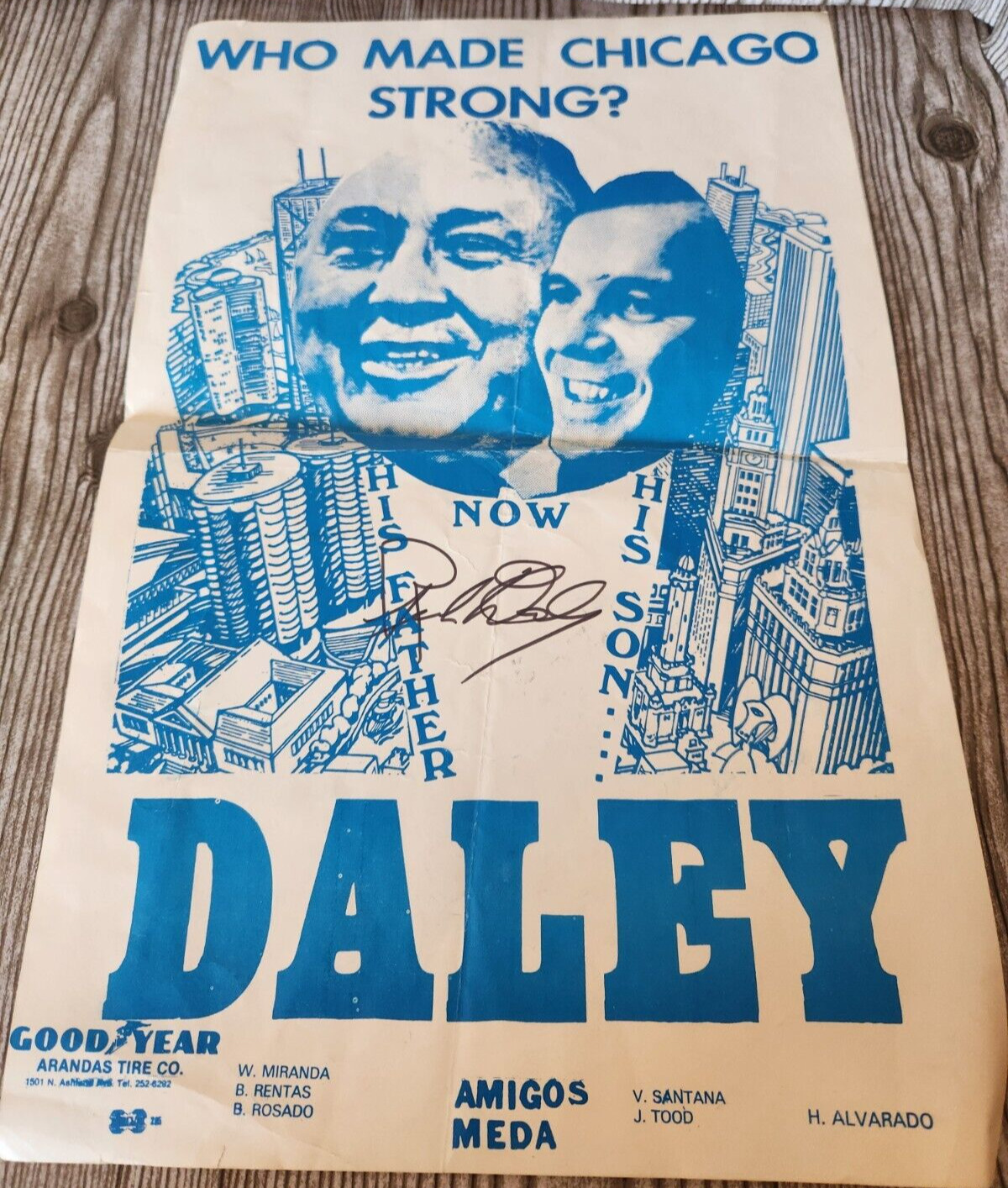 Vintage Chicago Mayor Rich Richard Daley Political Poster Sign Autograph READ