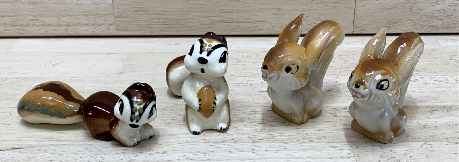 4 Vintage Ceramic Porcelain Squirrel figures Made Japan Hand Painted Mixed Lot