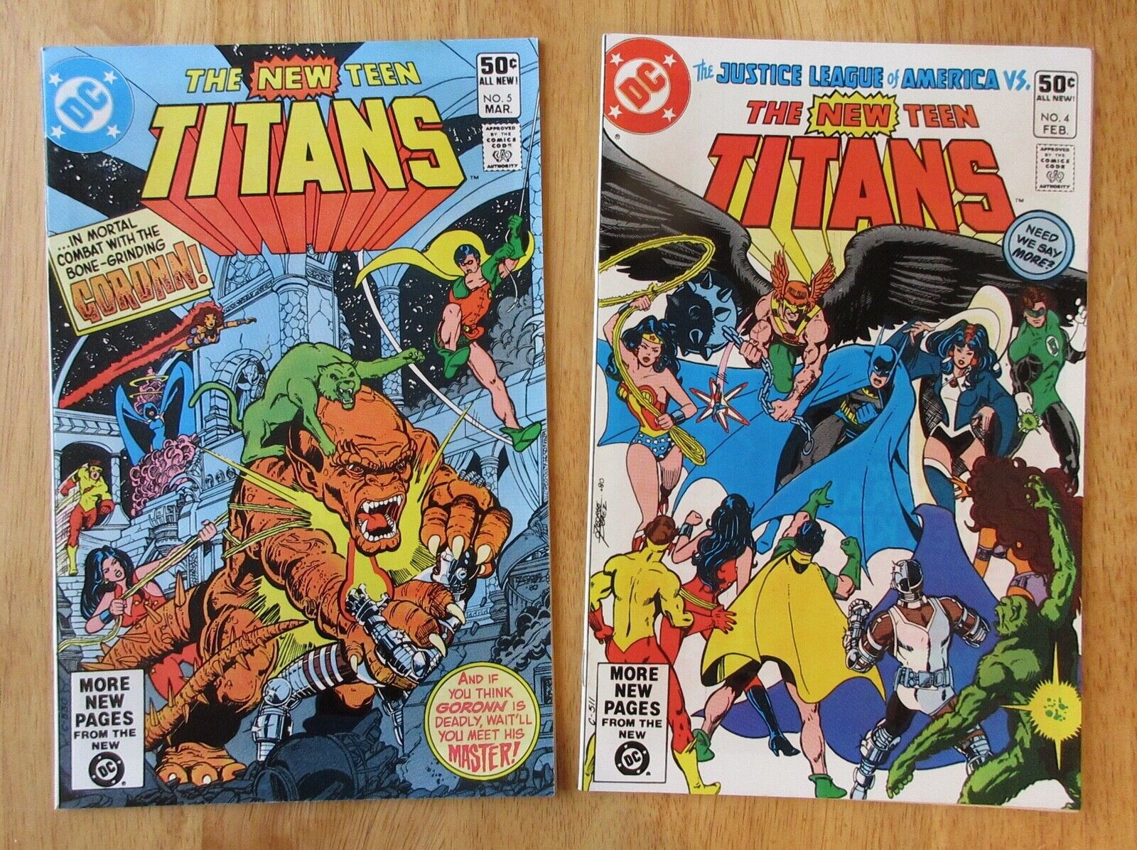 Lot of *2* NEW TEEN TITANS ('81): #4 (VF/NM), 5 (NM-) Bright & Glossy