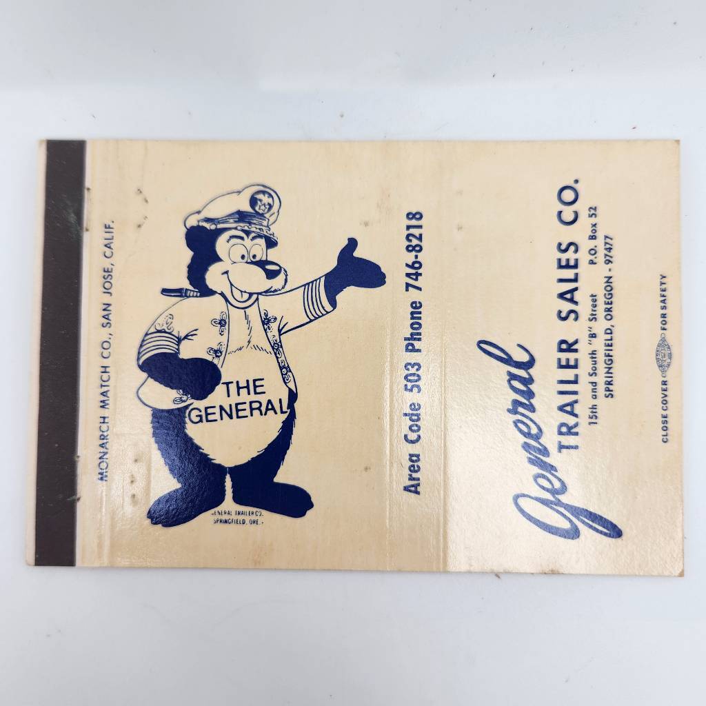 Vintage Matchbook General Trailer Sales Co. Springfield Oregon 