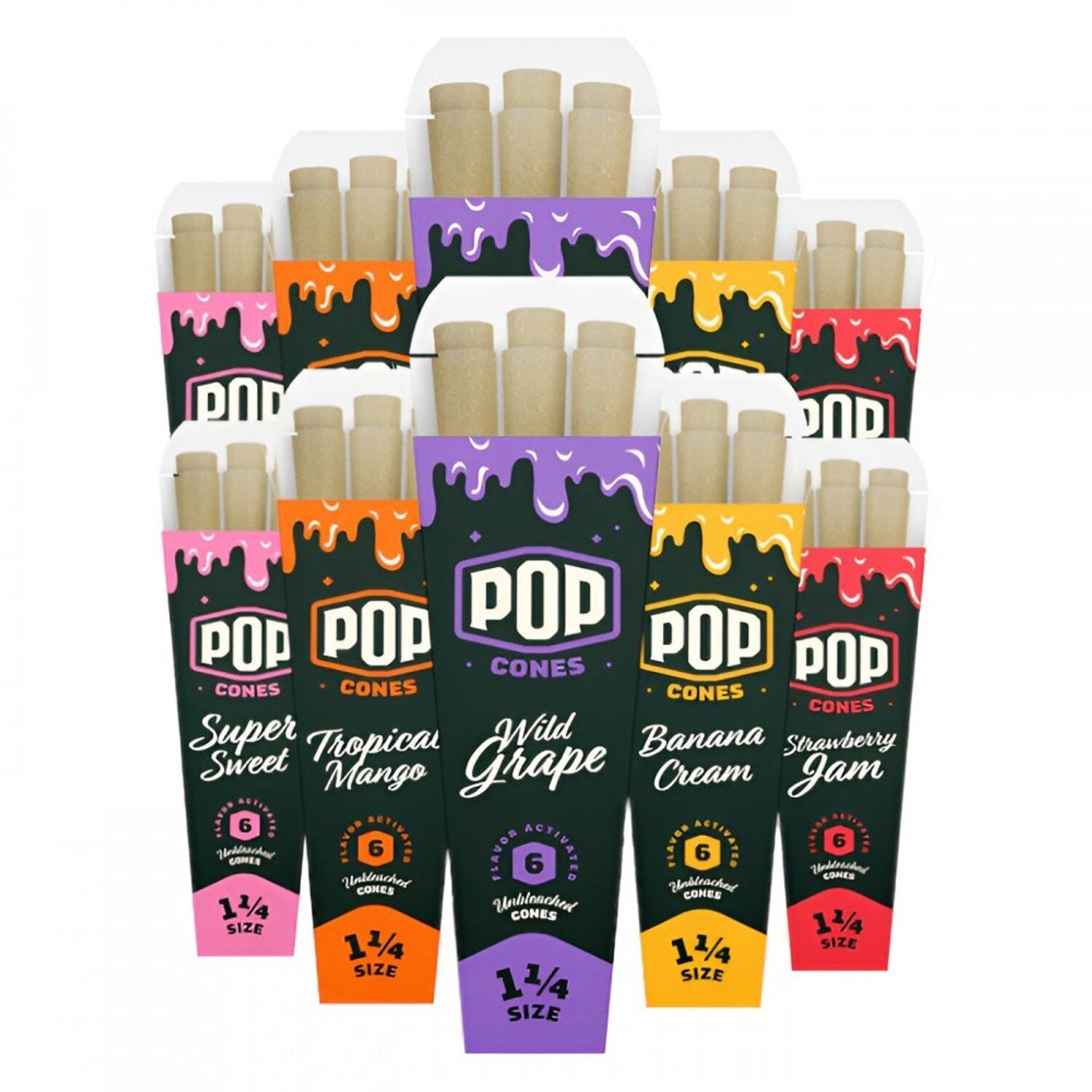5 Pop Cones Variety Packs - 1 1/4 - Unbleached