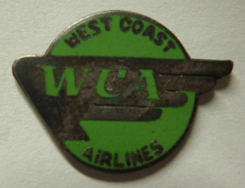 1950s WCA - West Coast Airlines Sterling / Enameled Service Pin - SB