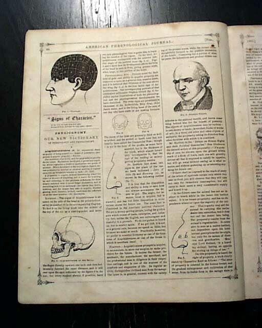 Rare PHRENOLOGY Science BRAIN Skull Functions - Civil War Era 1865 Newspaper