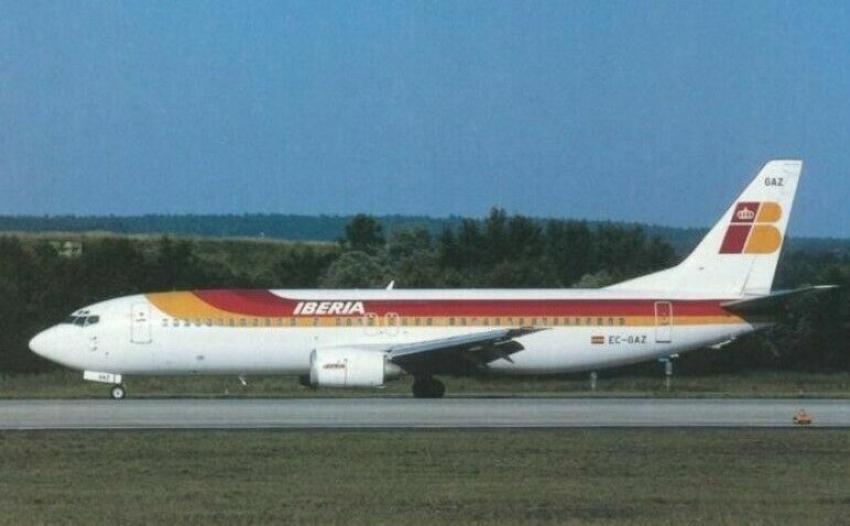 Iberia Boeing 737-400 EC-GAZ @ Zurich 1998 - postcard