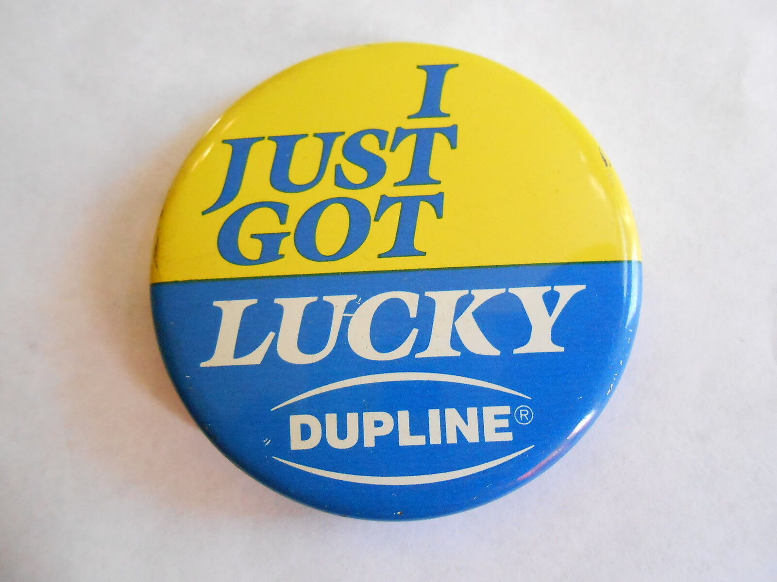 Vintage Dupline I Just Got Lucky Carlo Gavazzi Automation Advertising Pinback