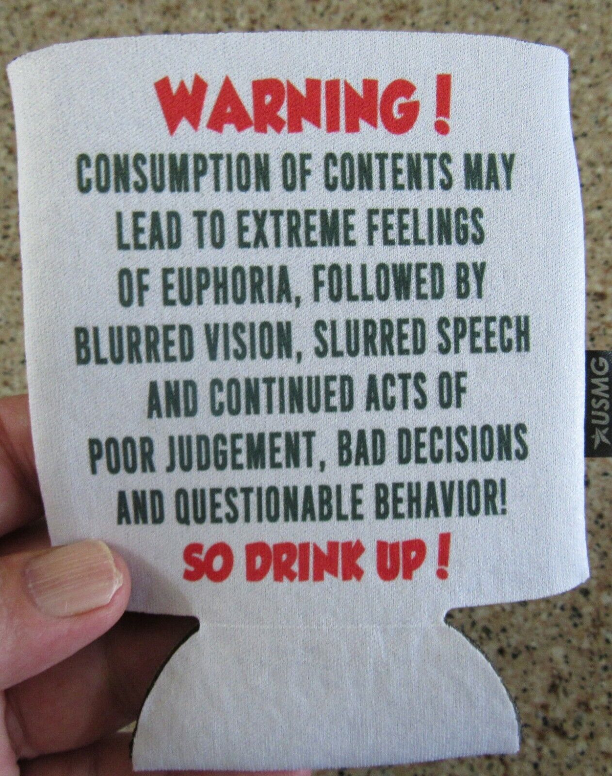 FUNNY CAN/BOTTLE HOLDER KOOZIE COOZIE WARNING CONSUMPTION MAY LEAD TO...