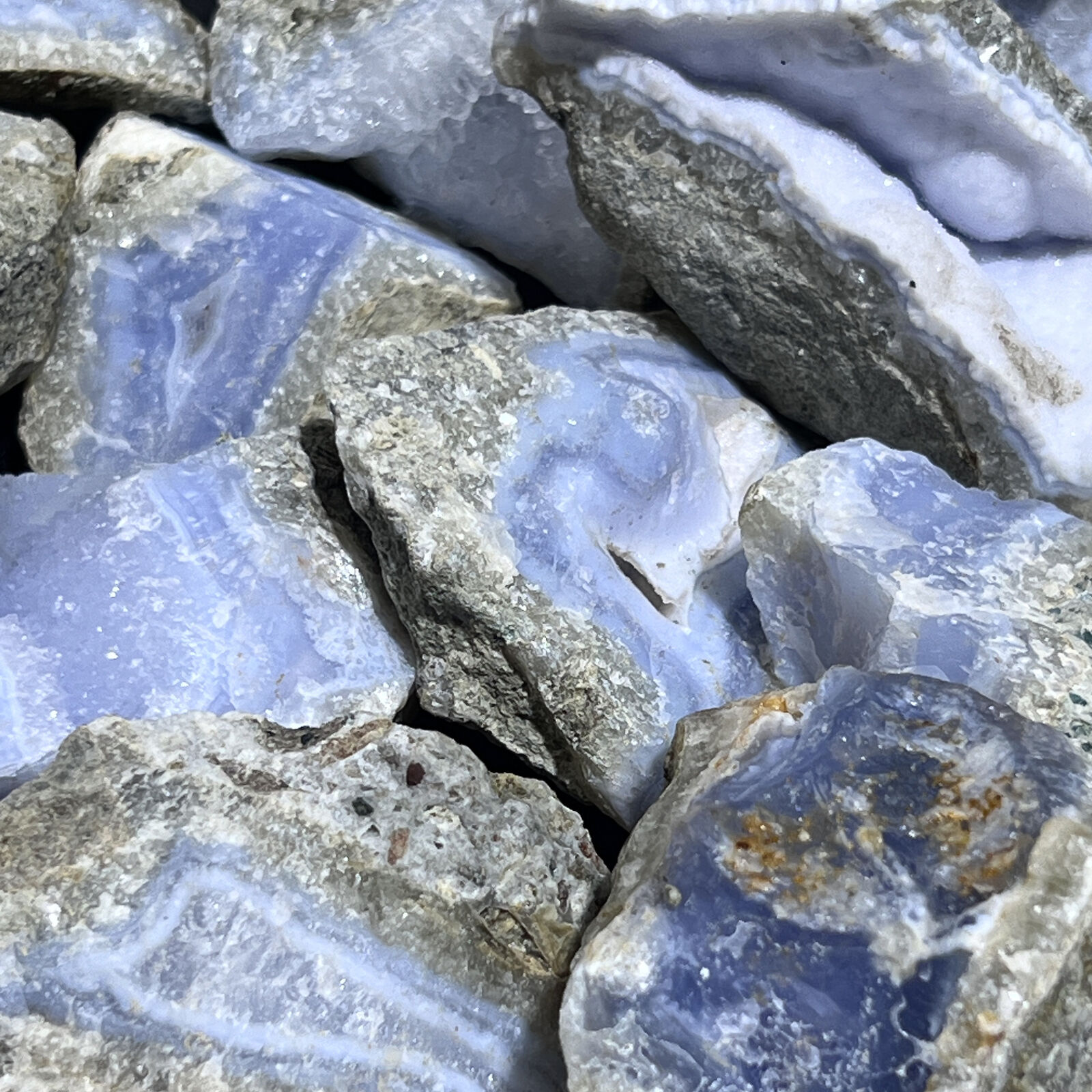 Blue Lace Agate Rough (1 Kilo)(2.2 LBs) Bulk Wholesale Lot Raw Natural Gemstones