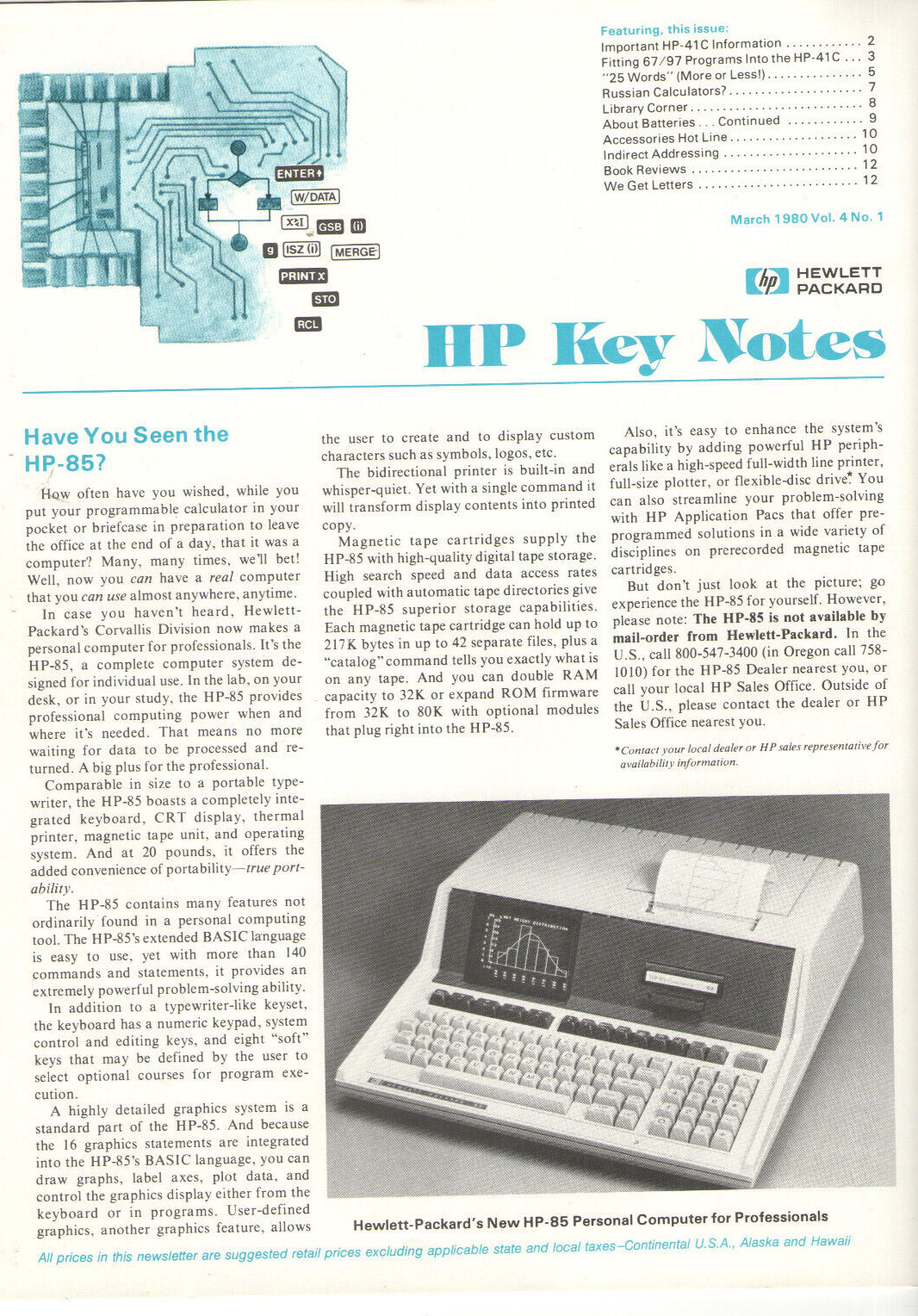 VTG 1980 HEWLETT-PACKARD MAGAZINE INTRODUCING THE NEW HP-85 PERSONAL COMPUTER