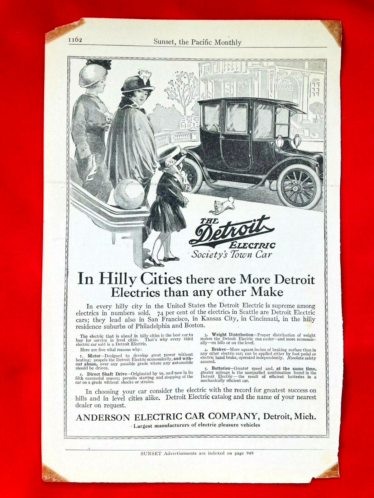 1914 Electric Car Original Advertising Paper Ad from Magazine Detroit Anderson